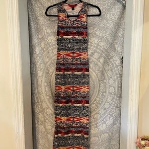 Multi Color Print Maxi Dress Double Slit